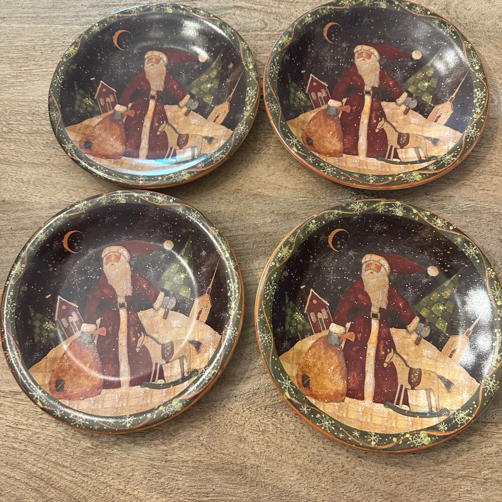 Susan Winget Certified Santa Folk Salad Plates